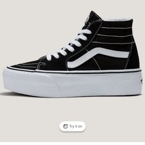 VANS Women’s Filmore High-Top Platform Canvas Black/White Shoes Size 7